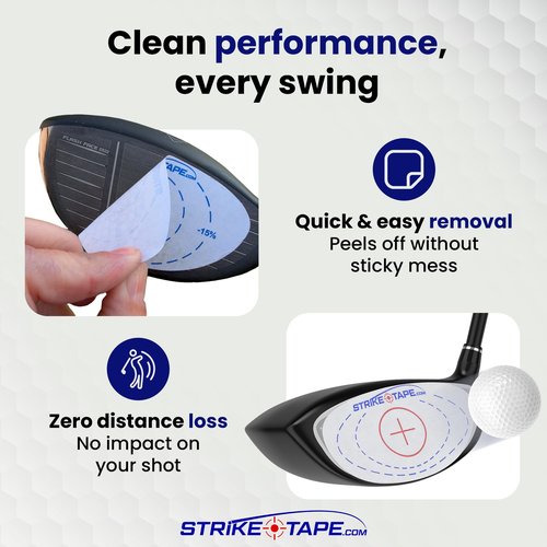 STRIKEPRO StrikeTape Golf Impact Tape. Right or Left Handed Clubs, Golf Impact Stickers fit All Drivers/Hybrids/Irons. Simple Swing Analysis for 720 Golf impacts.