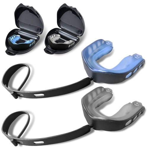 Football Mouth Guard, 2Pcs Mouthpiece Football, Youth Sports Mouth Guard with Strap Mouthguards for Youth and Adult Athletes, Hockey, Rugby, Boxing and Lacrosse