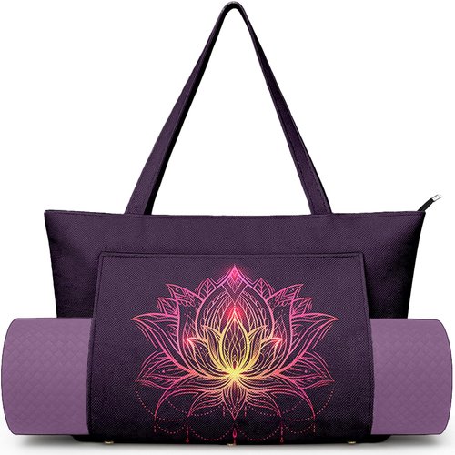 Feijiati Women's Yoga Bag with Yoga Mat Carrier - Large Mat Pocket Fitness Tote for Pilates, Gym, Travel, Office & Beach