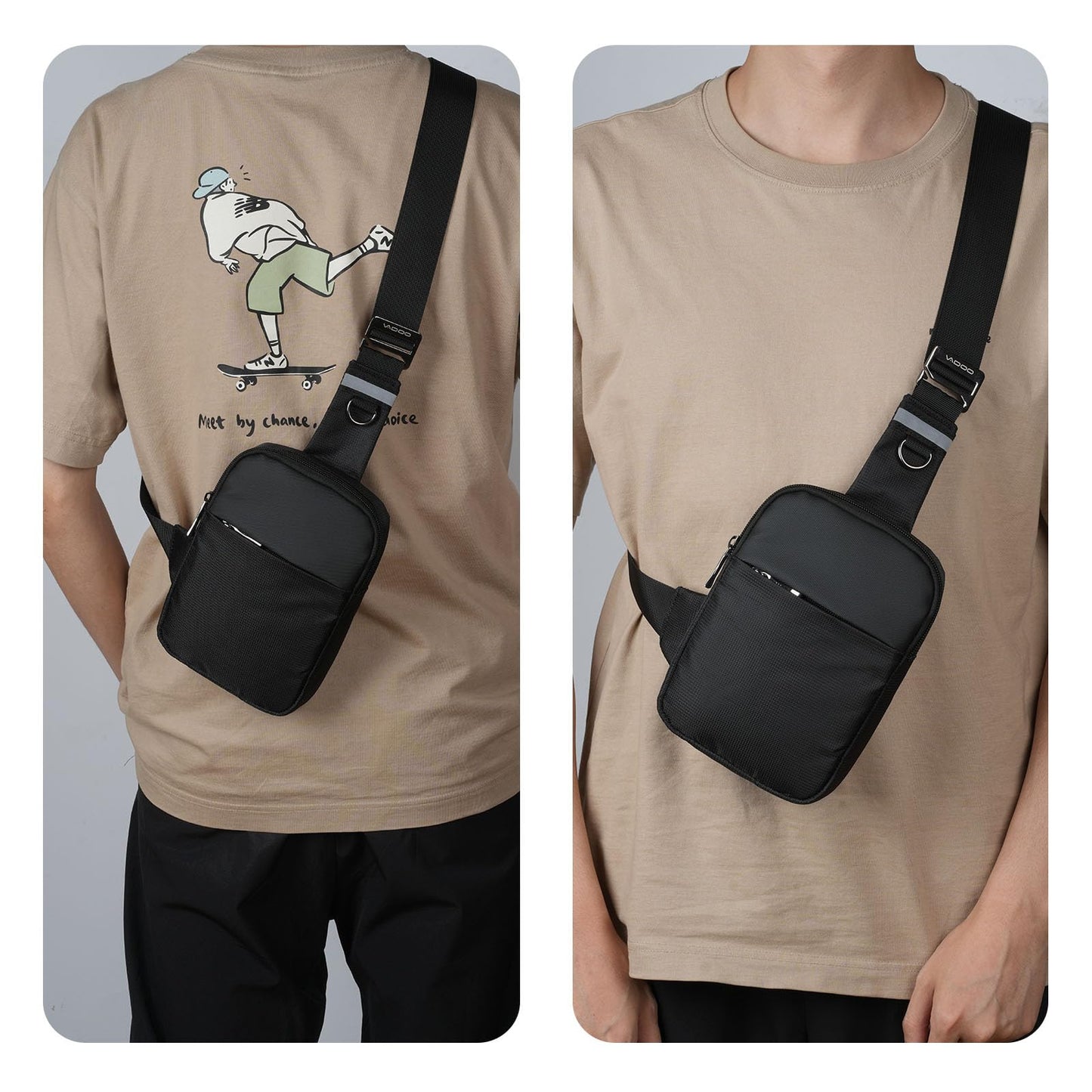Small Sling Bag Mini Crossbody Bag with RFID Blocking Fashionable Fanny Pack for Women and Men Chest Bags for Travel