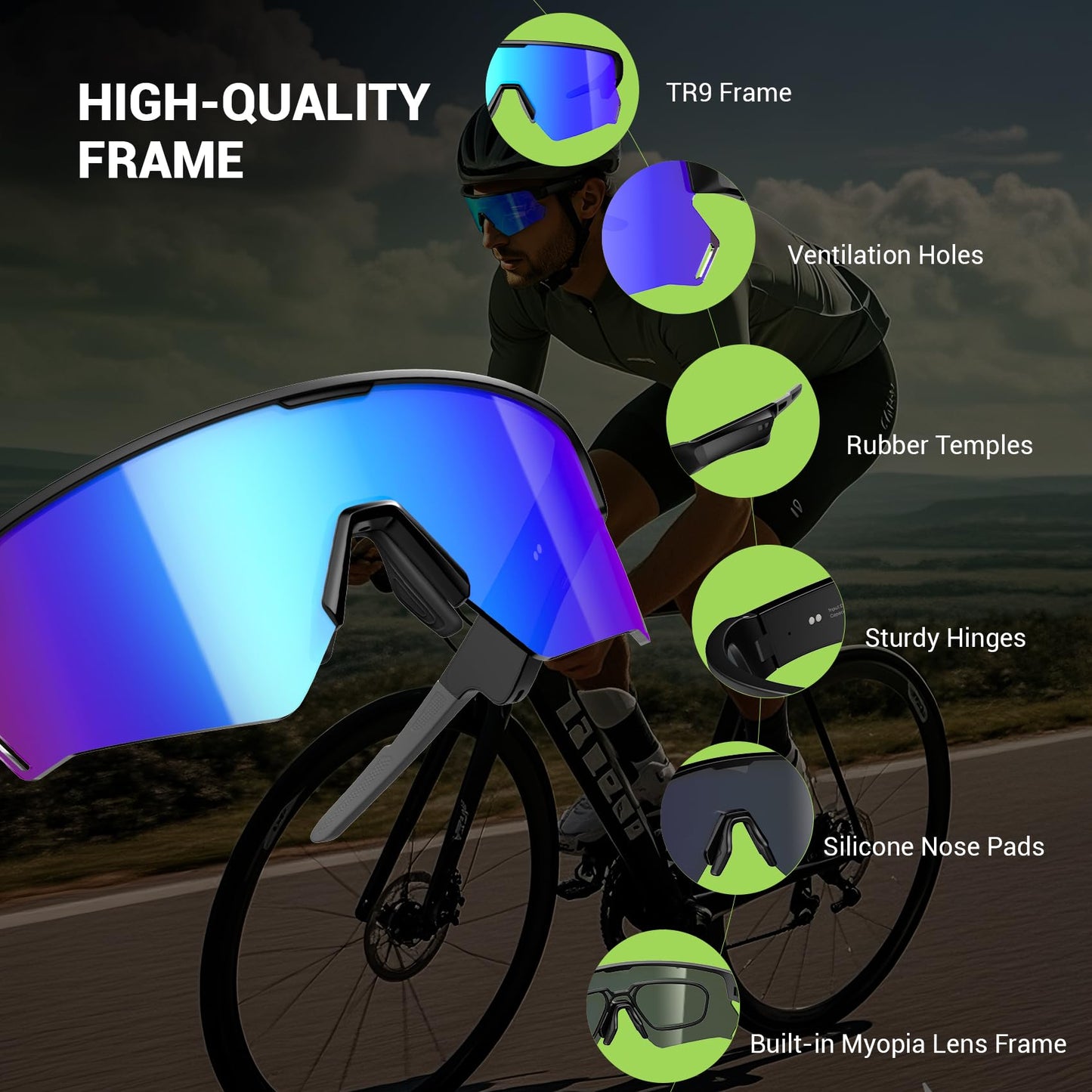 Blackview Polarized Sports Smart Sunglasses for Men and Women, UVProtection, 5.4 Bluetooth Glasses for Cycling Driving