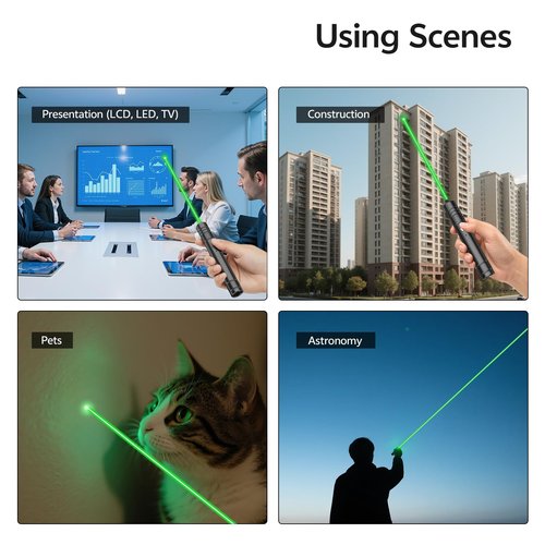[Professional] Rechargeable Green Line Light Flashlight Long Distance Range for TV/LED/LCD Screens Tactical Flashlights Presentation Office/Classroom/Outdoors/Astronomic/Construction [203] (1)