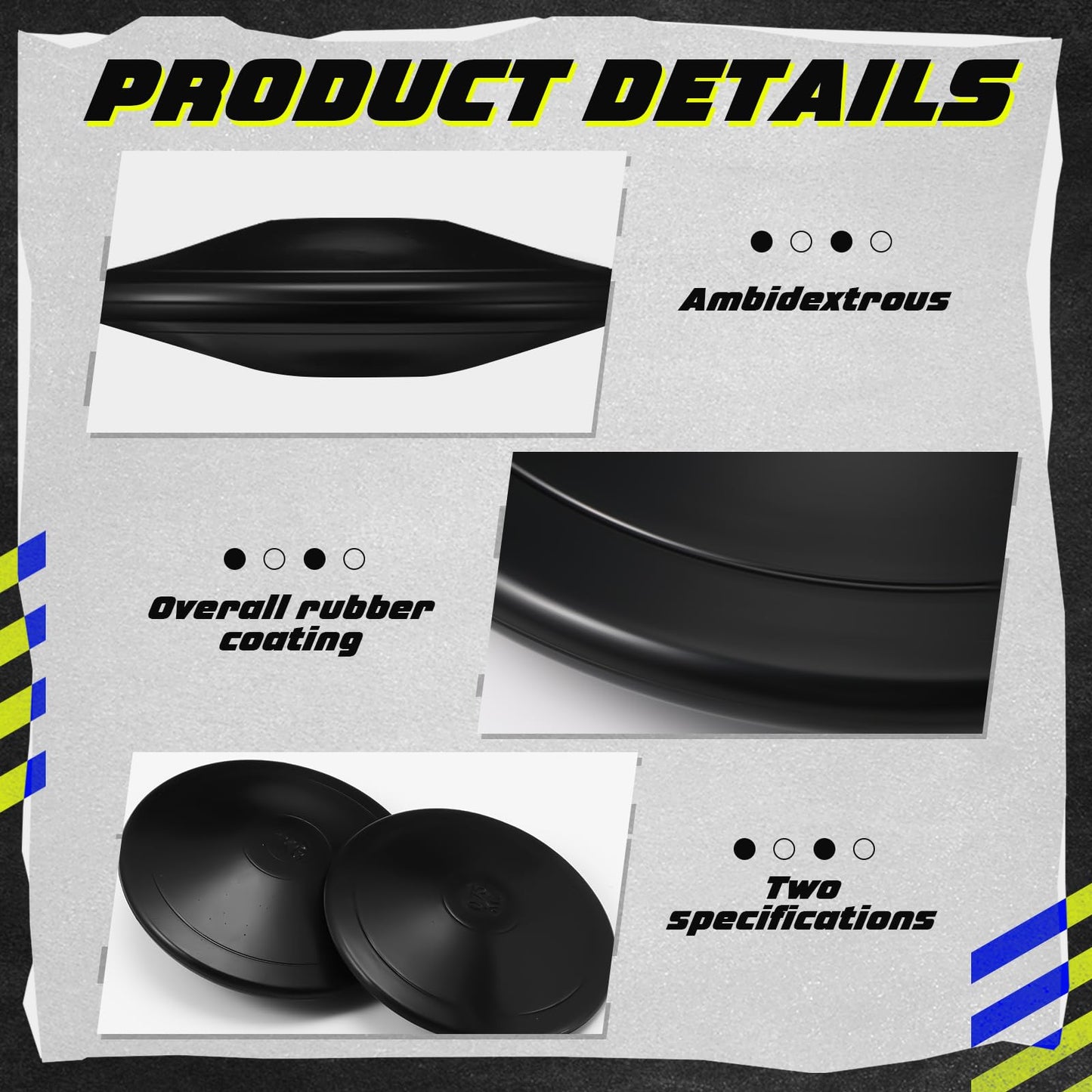 VioraWhite 2 Pack 1 kg 0.75 kg Rubber Practice Discus Sports Training Black Smooth Surface Black Rubber Discus for High School Track and Field Equipment Discuses Outdoor Practice Throwing