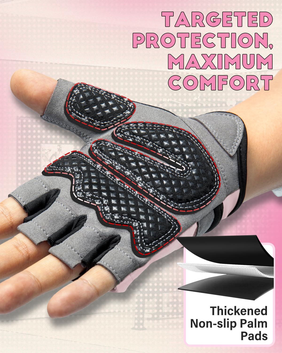 VINSGUIR Workout Gloves for Men and Women, Weight Lifting Gloves with Excellent Grip, Lightweight for Gym Exercise, Cycling, Cross Training, Pull ups, Fitness, Climbing and Rowing