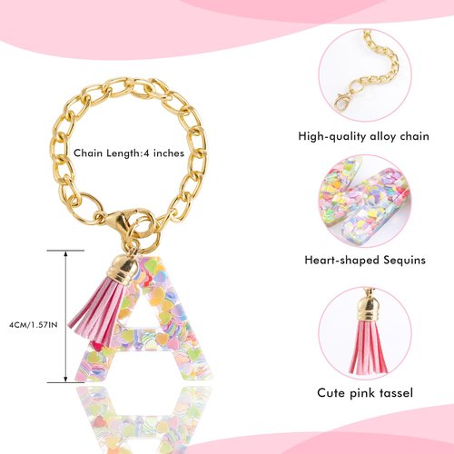 Letter Charm Accessories for Stanley Cup 1 PCS Cute Initial Keychain Handle Charm for Stanley Tumbler for Women Pink Letter A