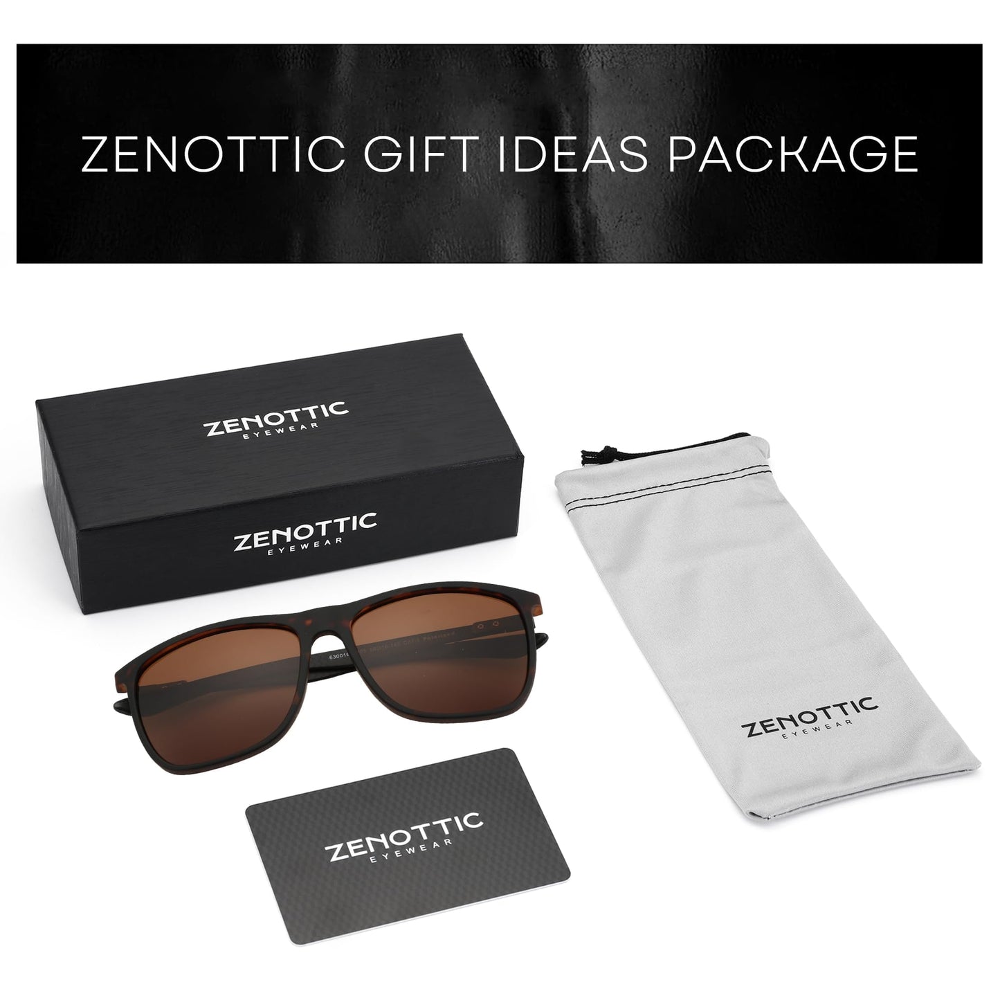 ZENOTTIC Square Polarized Sunglasses for Men Ultralight Carbon Fiber Sun Glasses Driving Fishing Golf Sports UV400 Protection