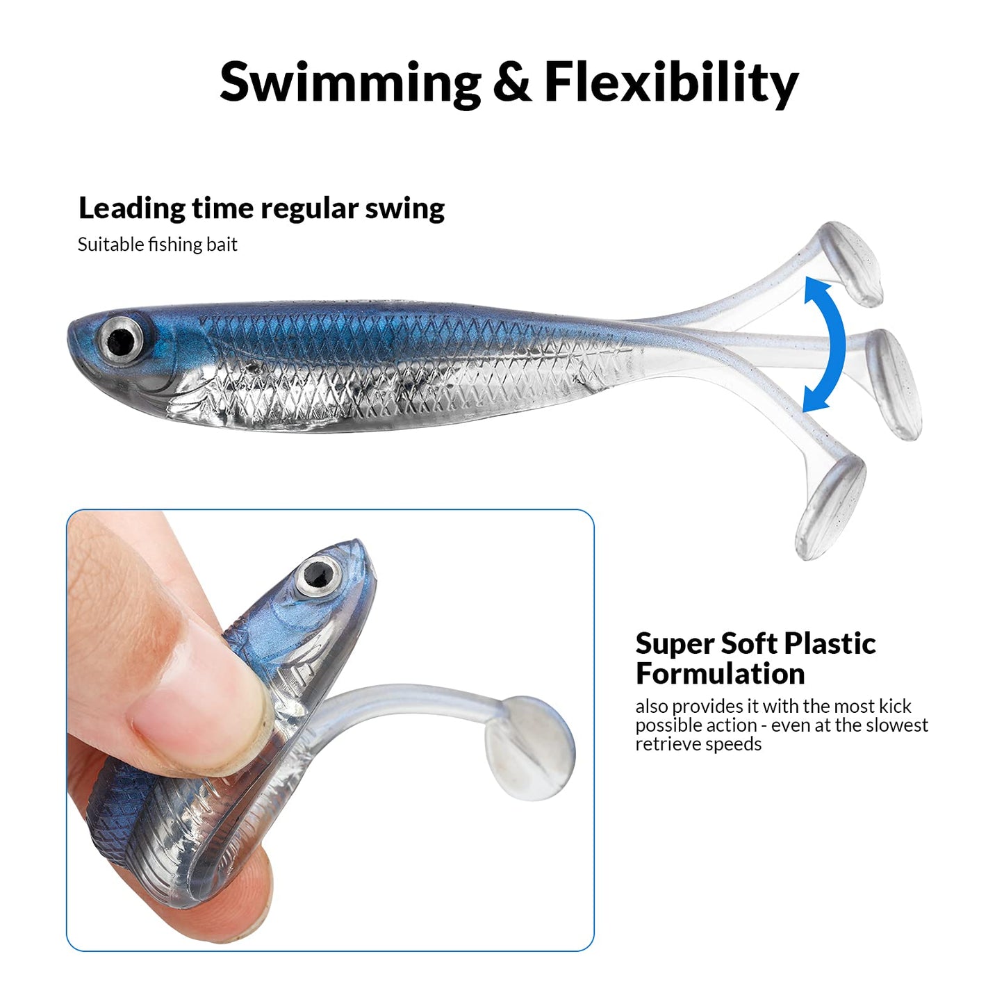 QualyQualy Soft Plastic Swimbait Paddle Tail Soft Lures 2.75" Shad Lure Shad Bait Bass Bait Shad Minnow Soft Swim Bait for Bass Trout Walleye Crappie Pike (5#, 2.75in - 6Pcs)