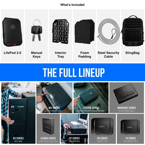 Vaultek LifePod 2.0 Combo | Secure Waterproof Travel Case & Rugged Electronic Lock Box with SlingBag Travel System | Backlit Keypad, App Control, Anti‑Impact Latch | Signature Series Kit