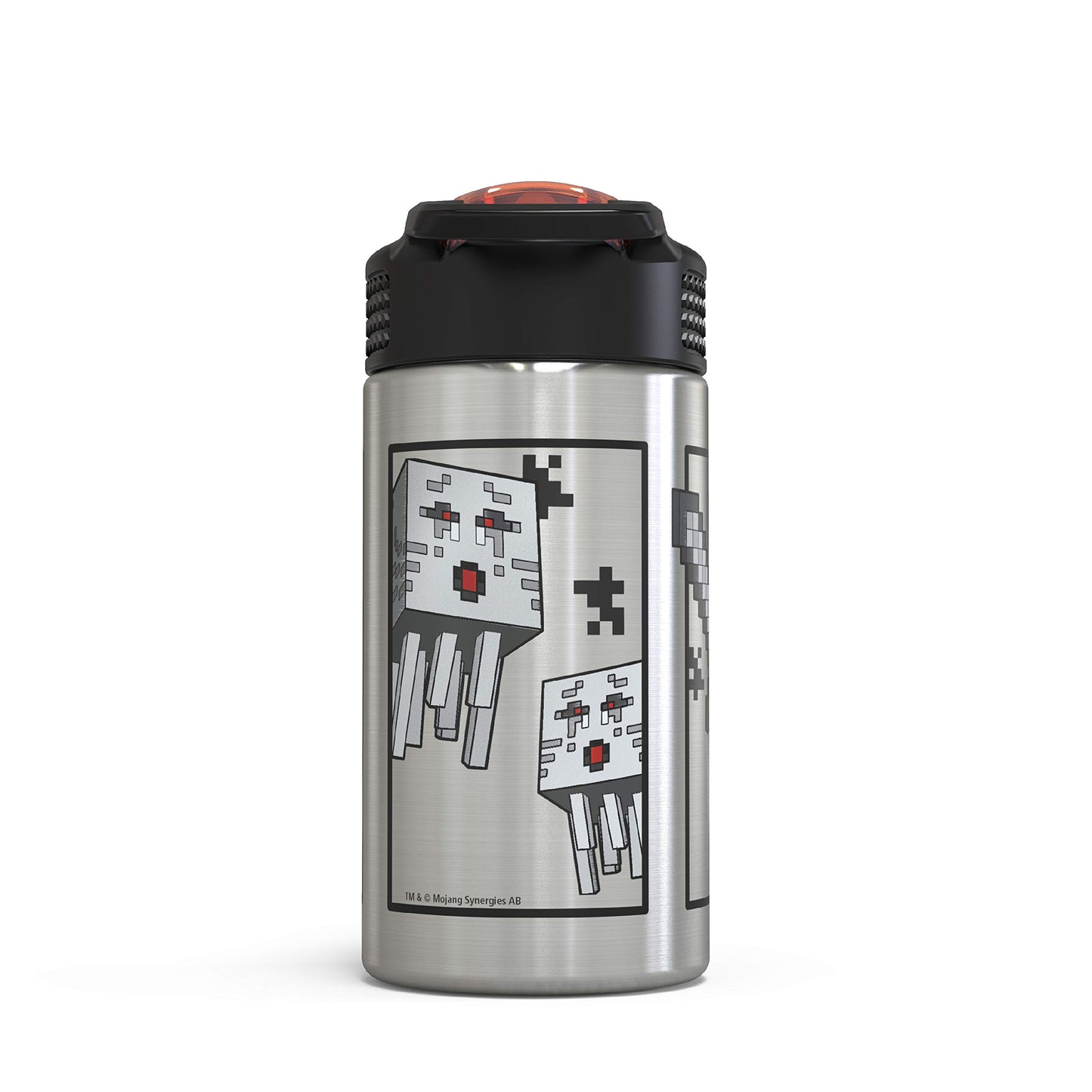 Zak Designs - MICI-V151 Zak Designs 27oz Minecraft 18/8 Stainless Steel Water Bottle with Flip-up Straw Spout and Locking Spout Cover, Durable Cup for Sports or Travel (27oz, Minecraft Creeper)