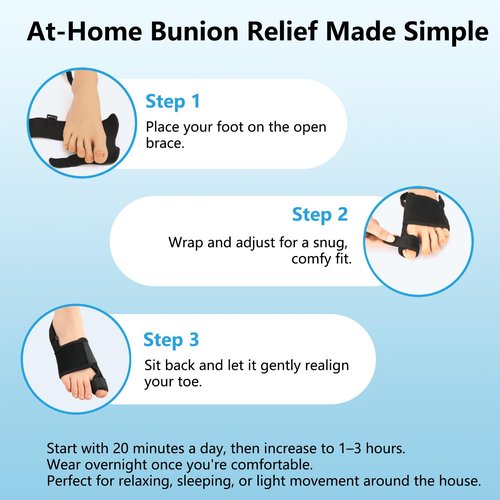 Deedlite Recovist Bunion Brace for Women & Men, Bunion Corrector Big Toe Straightener, Reduce Pain Correct Toe Alignment for Left & Right Foot (A, Black, 1 Pair)