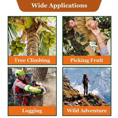 iMeshbean Tree Climbing Spikes,Tree Climbing Gear,Adjustable Pole Climbing Spurs Steel with Foot Belts,Rope,Gloves,and Non-Slip Pedal,Tree Climbing Kit for Climbing Trees, Picking Fruit