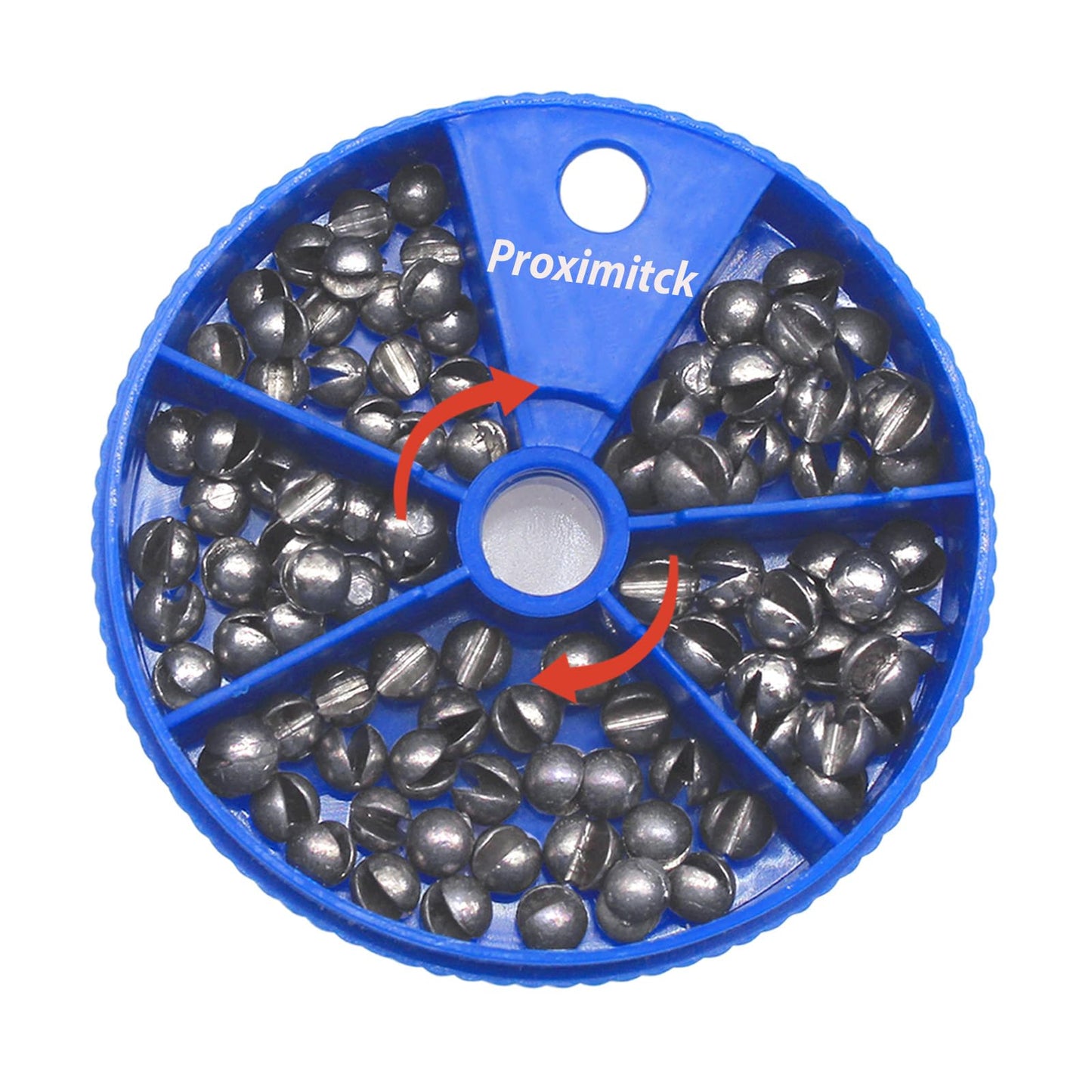 Proximitck Fishing Weights Sinkers 105PCS Round Split Shot Sinker Set - 5 Sizes Lead Weights Removable for Versatile Fishing Purposes