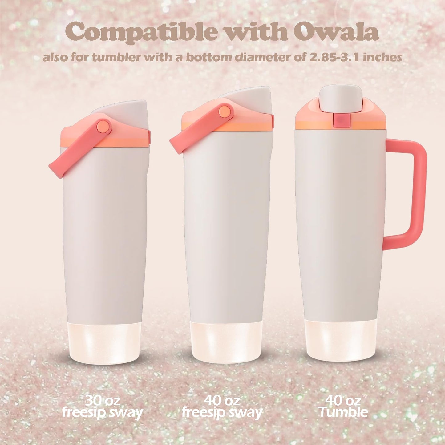Glossy Gradient Silicone Boot for Owala 30 40 oz FreeSip Sway & Tumbler, Chameleon Metallic Glitter Bottom Bumper Cover, Anti-Slip Sleeve for Water Bottle Accessories, BPA-Free (Sparkling Sherbet)