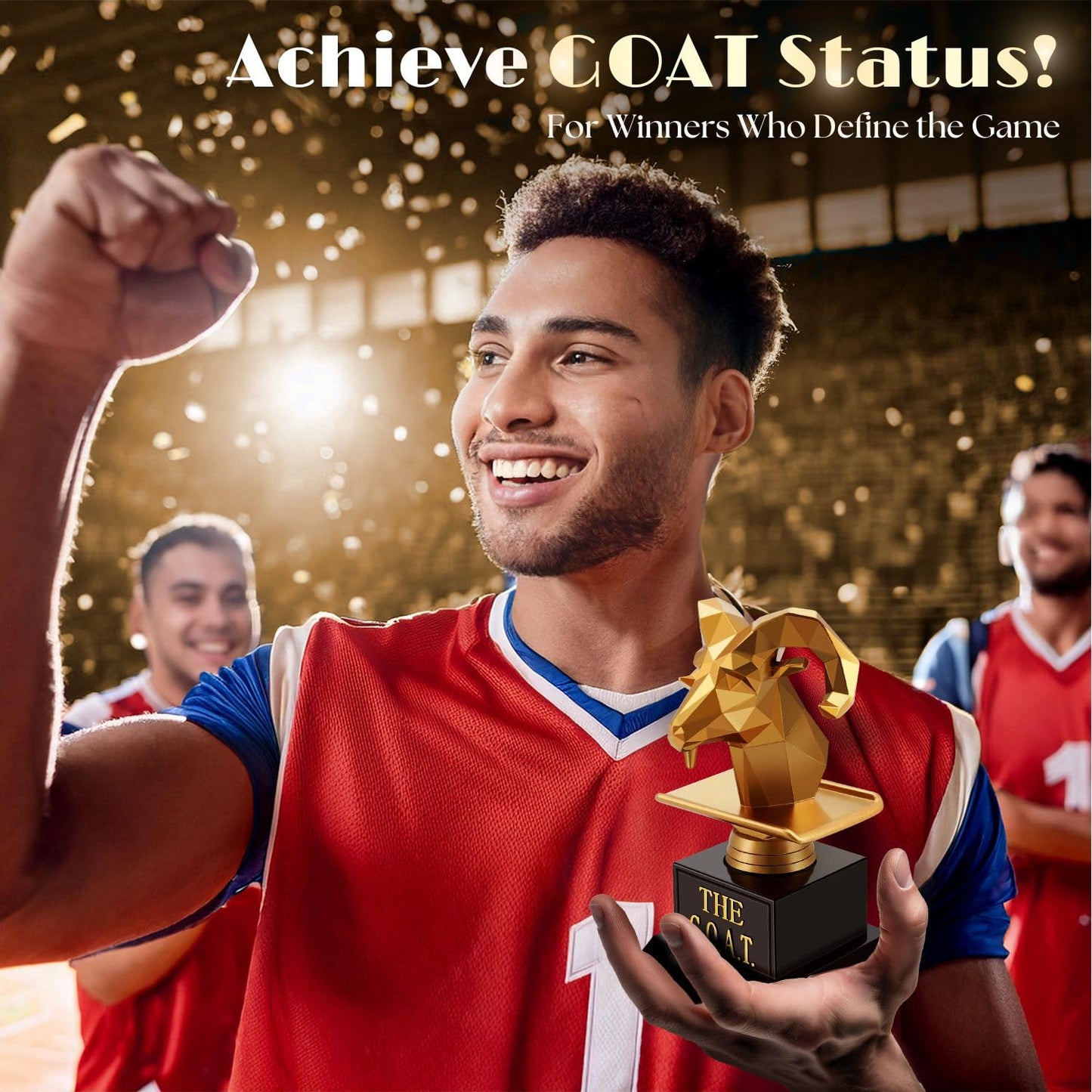 Flexzion The Goat Trophy Award - Greatest of All Time Funny Trophy for Adults, Engraved Plate with Head Goat Statue, Unique Recognition Gift Plaque for Sports, Employee, Teacher, Boss, Friend, & More