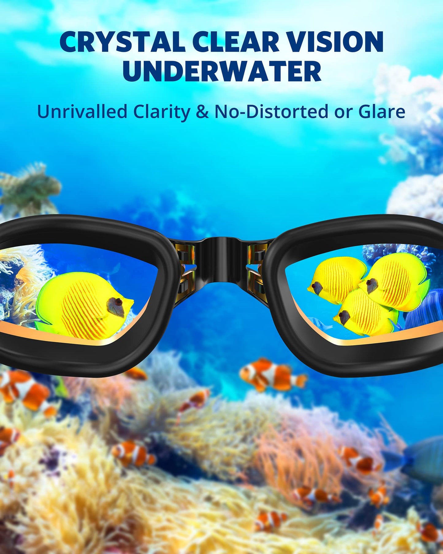 Aegend Swim Goggles, Flexible, Detachable Swimming Goggles No Leaking Full Protection Adult Men Women Youth, Bright Orange