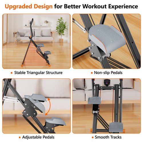 RYGEO Stair Stepper for Home, Upgraded Vertical Climber Machine for Full-Body Workout, Compact Folding Cardio Exercise Climber, Resistance Adjustable Handlebar & Pedals