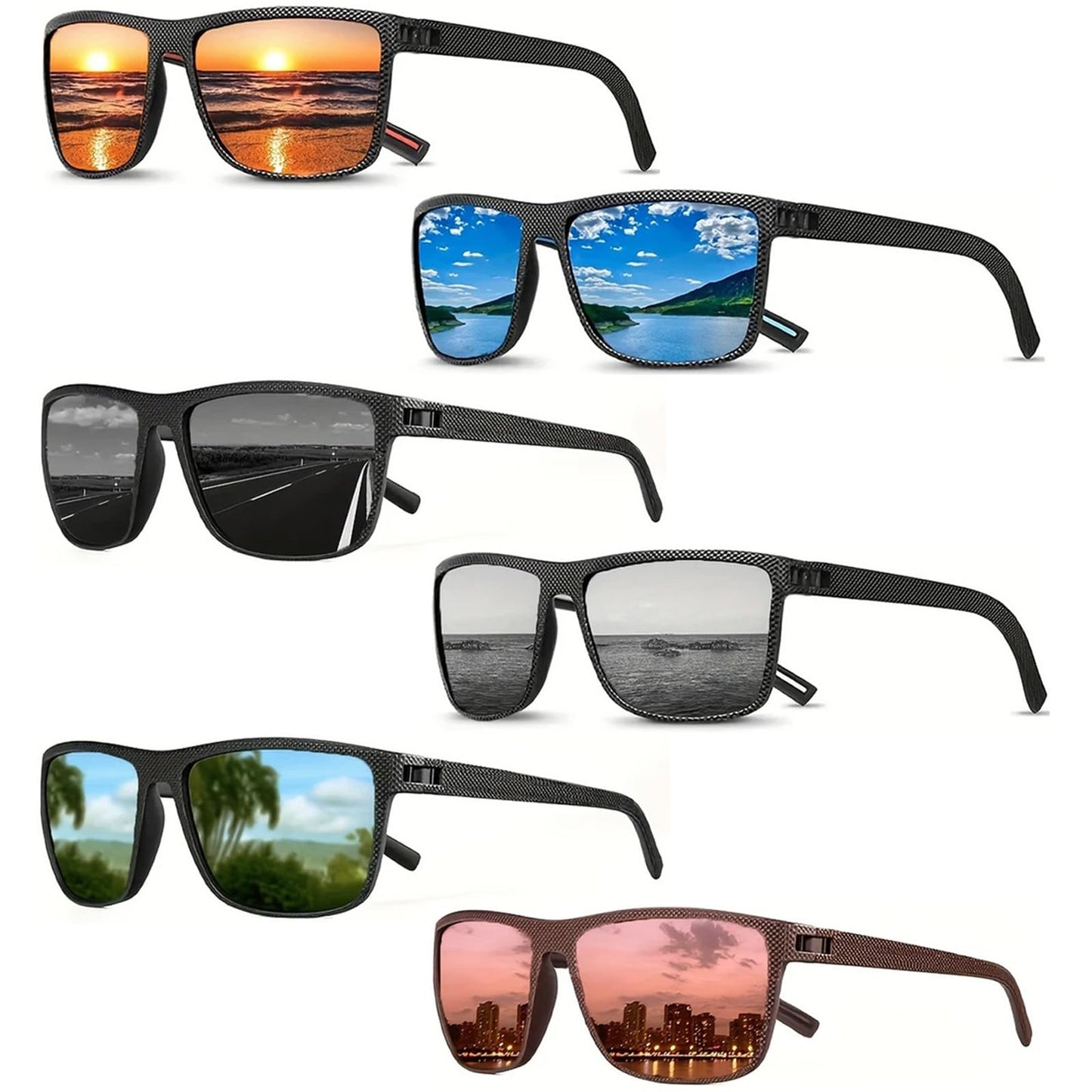 Paleshy 6-Pack Polarized Sunglasses for Men & Women, Classic Lightweight UV400 Protection for Driving Cycling Fishing Golf Baseball Outdoor, All Face Shapes