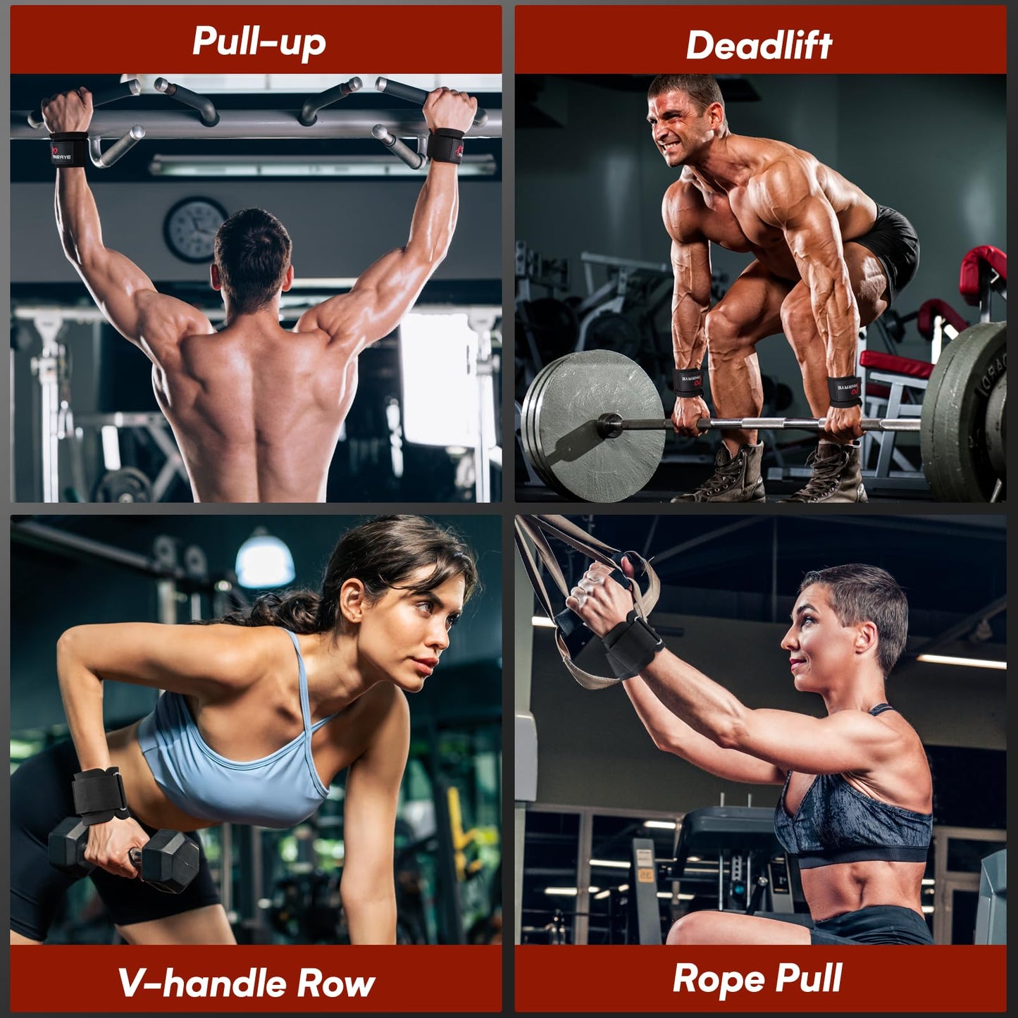 Weight Lifting Hooks & Straps Set, Lifting Hooks with Anti-Slip Grip
