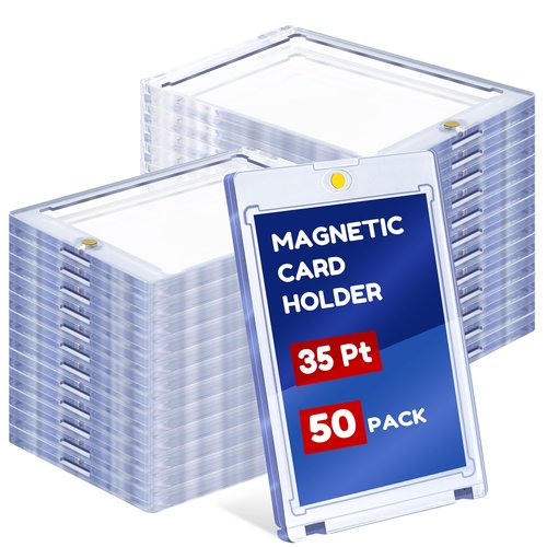 50ct Magnetic Card Holder, 35pt Magnetic Card Holder for Trading Cards, UV Protection Baseball Card Holders Hard Plastic Card Protectors for MTG Cards, Sports Cards, Baseball Cards, Game Cards
