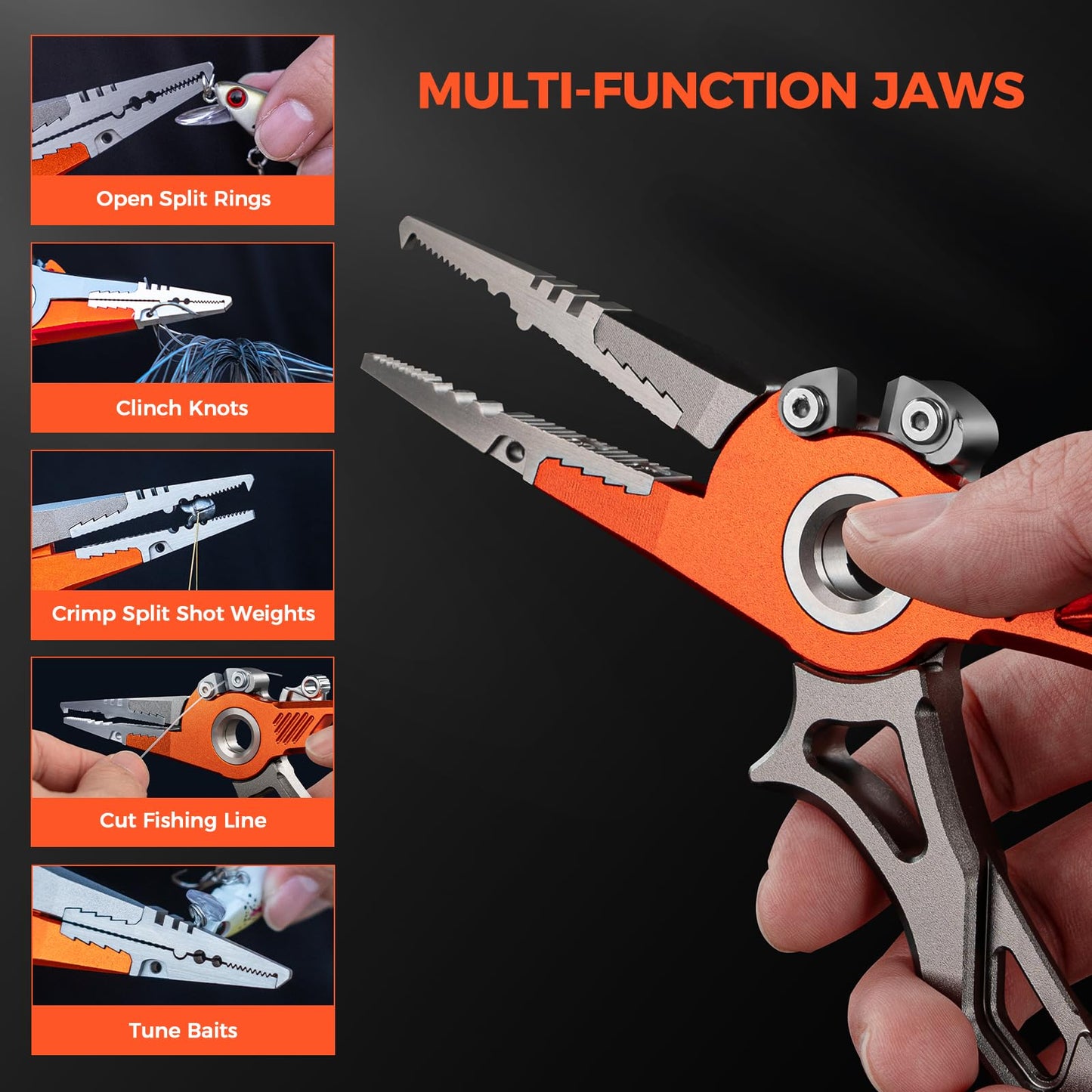 KastKing AlumaStream 7.5" Aluminum Fishing Pliers, Hook Remover, Split Ring Pliers, Fishing Gear, Fishing Gifts for Men, Corrosion-Resistant Saltwater & Freshwater Pliers, 17-4 Stainless Steel Jaws