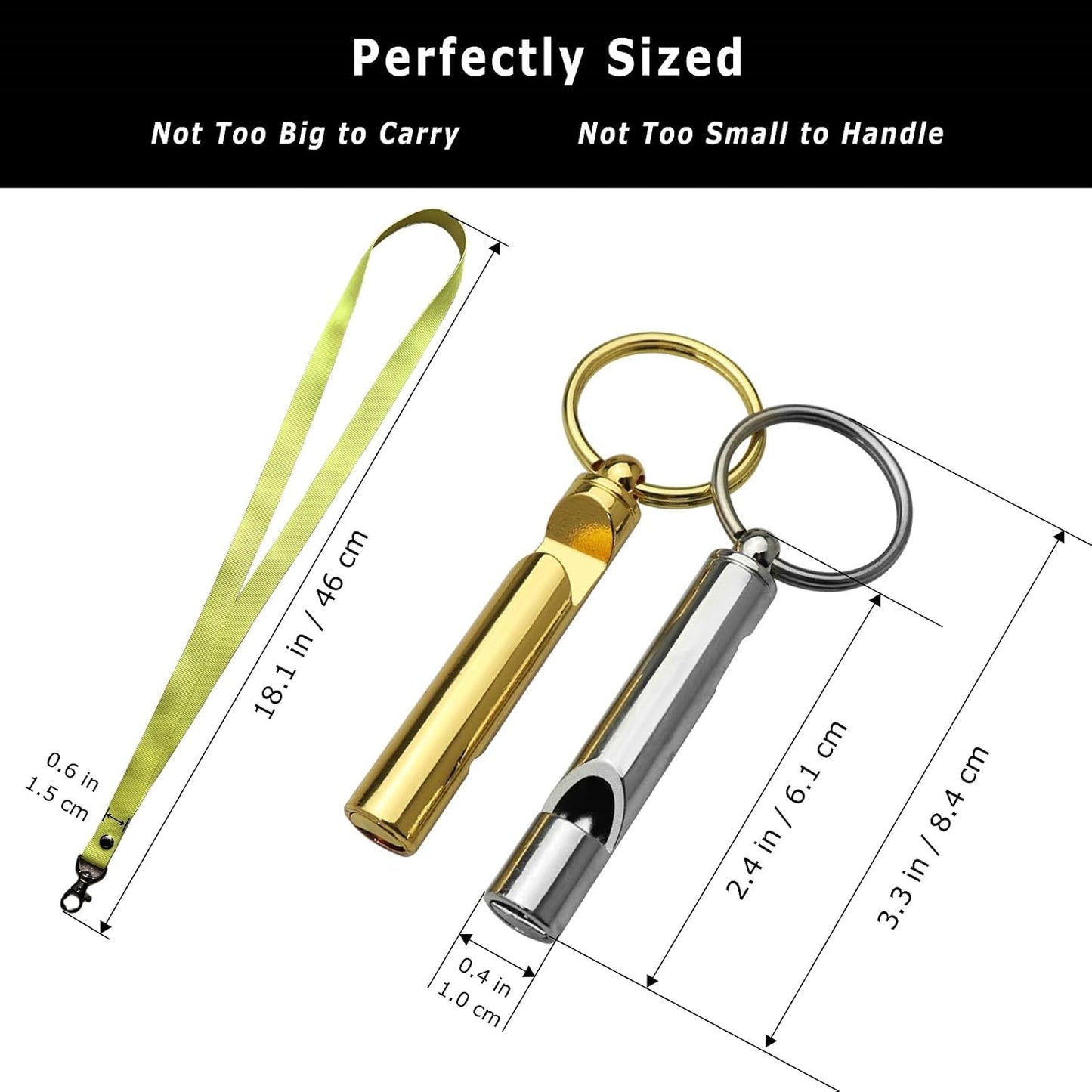 2-Pack Gentle-Tone Referee Whistle - Pea-Free Design for Youth Sports, Dog Training & Sensitive Ears with Keychain + Lanyard