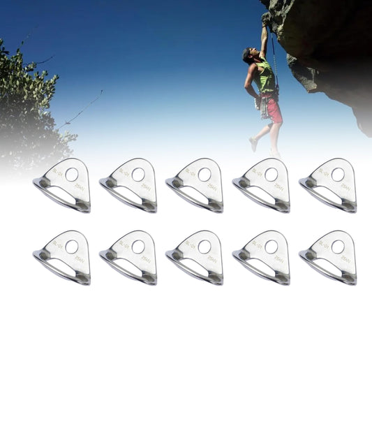 25kN Stainless Steel Bolt Hanger, 10Pcs Bolt Hanger, Lightweight Stainless Steel Rock Climbing Anchors for Rock Climbing, Cave Exploration, Rappelling, Engineering , Aeri
