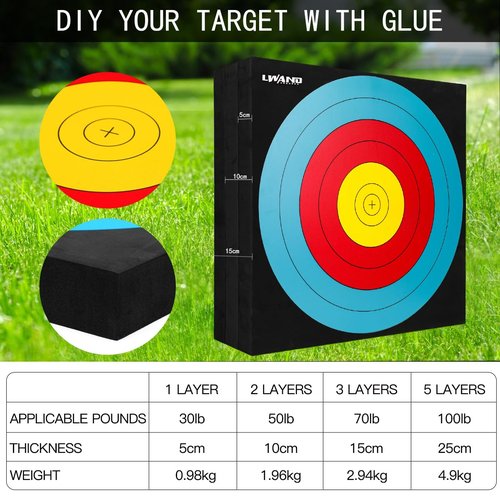 LWANO 20'' Foam Target High-Density Archery Bow & Arrow Target for Backyard (20 * 20 * 2inch)