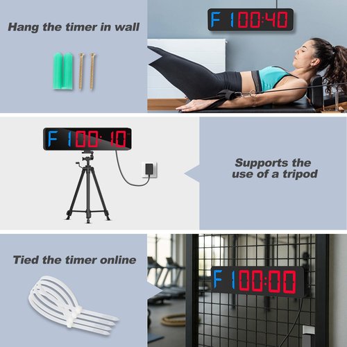 Gym Timer 15"Large LED Display Wall Clock | Gym Interval Workout | Count Down & Up | Stopwatch | Adjustable Buzzer Volume | Upgraded Remote | Digital Timer for Fitness Home Garage Boxing Outdoor Sport