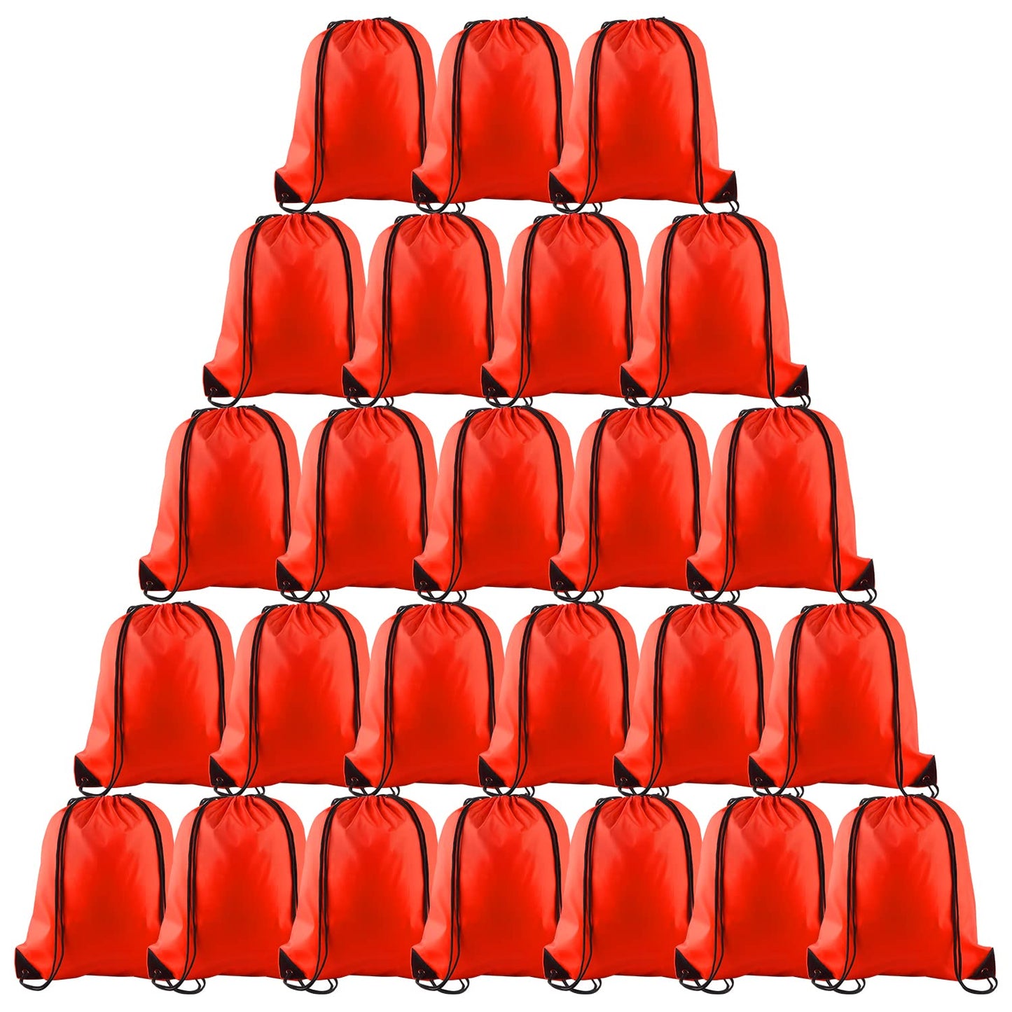 PLULON 25 Pcs Red Drawstring Backpack Bags Bulk String Backpack Cinch Sack Pull Sport Gym Backpack Bags for Yoga Traveling Outdoor Sports