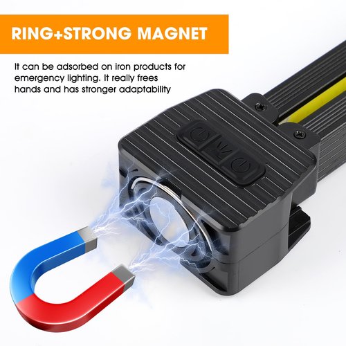 OKNIAO Magnetic Gym Lamp for Posing, Portable Magnet LED Flashlight with Hanging Hook, 7th Gear Dimming & 180 Degree Folding, Handheld USB Rechargeable Power Bank Camping Light (1 PCS)