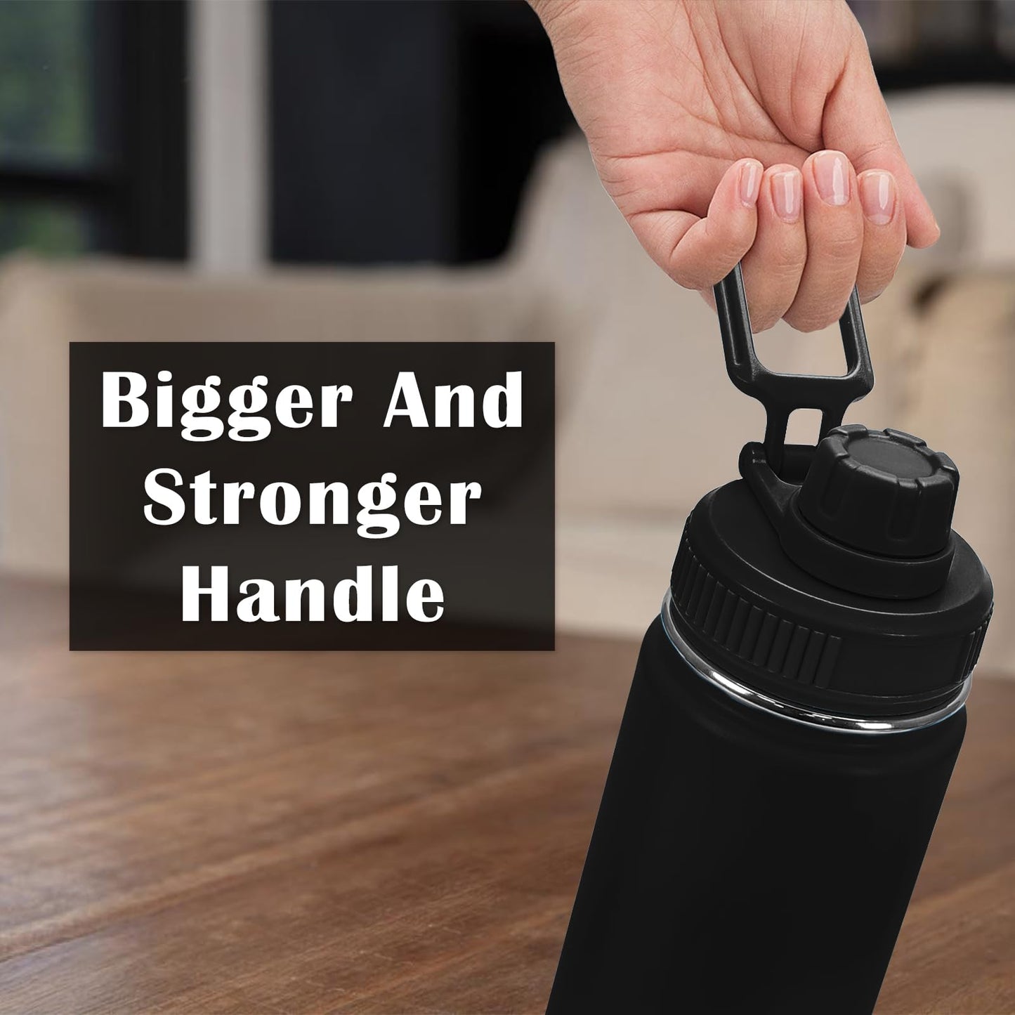 XccMe Spout Lid for Hydro Flask Wide Mouth Sport Water Bottles,2 Pack Replacement Lids for Most 12,14,16,18,20,22,32,40,64oz Wide Mouth Water Bottles with Handle Easy to Carry (Blcak+Sky Blue)