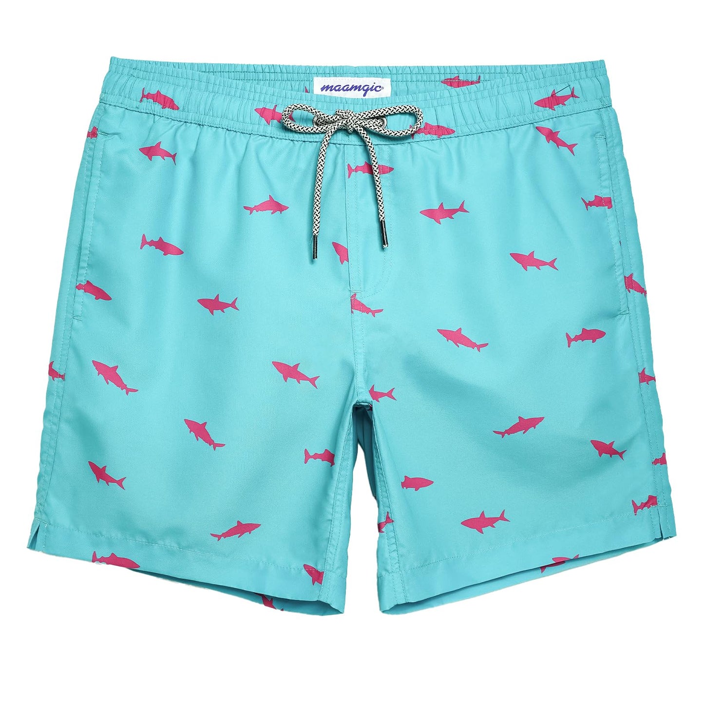 maamgic Mens Swim Trunks Quick Dry Swim Shorts with Mesh Lining Funny Swimwear Bathing Suits 7inch Acid Blue Medium