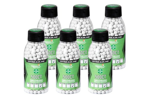 Lancer Tactical Mini Bottle 500 Rounds Airsoft Outdoor BBS 0.30g/0.32g/0.36g/ 0.40g/ 0.43g, Outdoor Field Compliant (6 Pack Total 3,000 Rounds)