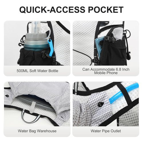 IX INOXTO Running Hydration Vest Backpack, Lightweight Water Backpack with 1.6L Water Bladder Daypack for Women Men,Adjustable Running Vest Pack for Trail Running Hiking Cycling Race Marathon (Gray)