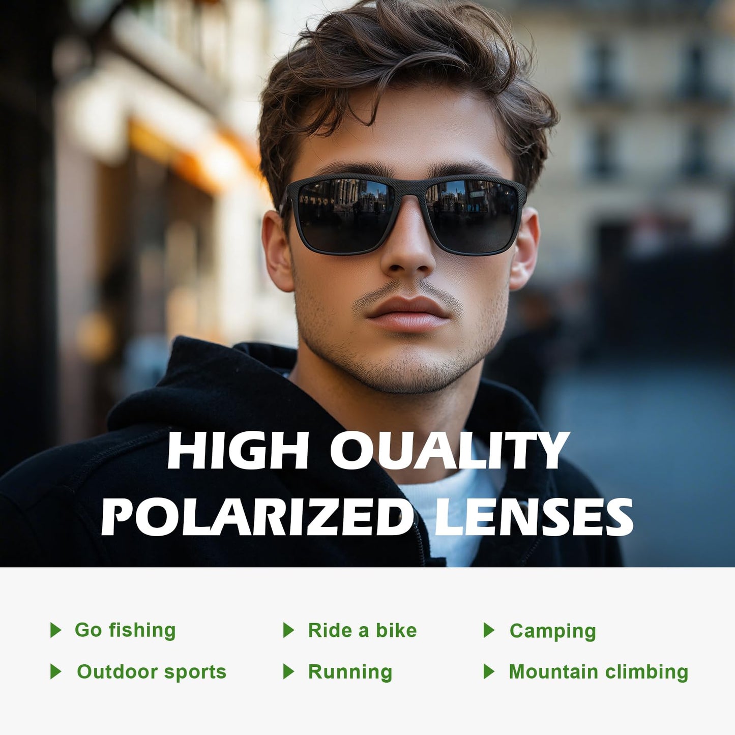 Fanshen Square Polarized Sunglasses for Men, 3 Pack Lightweight UV Protection Sun Glasses for Driving Fishing Golf (Black/Ice Blue/Silver)