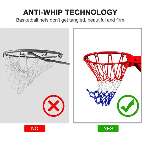 NEIJIANG Basketball Net Replacement, 2025 Upgrade Thick Professional Basketball Nets Heavy Duty Outdoor, All Weather Anti Whip Color Never Fade -12 Loops (Red White Blue)