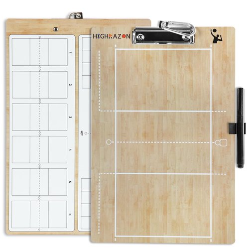 HIGHRAZON Volleyball Coaches Clipboard, Double-Sided Dry Erase Coach Clipboard, Burlywood Volleyball Whiteboard for Coaches, Lineup White Board with Marker for Coaches Gift
