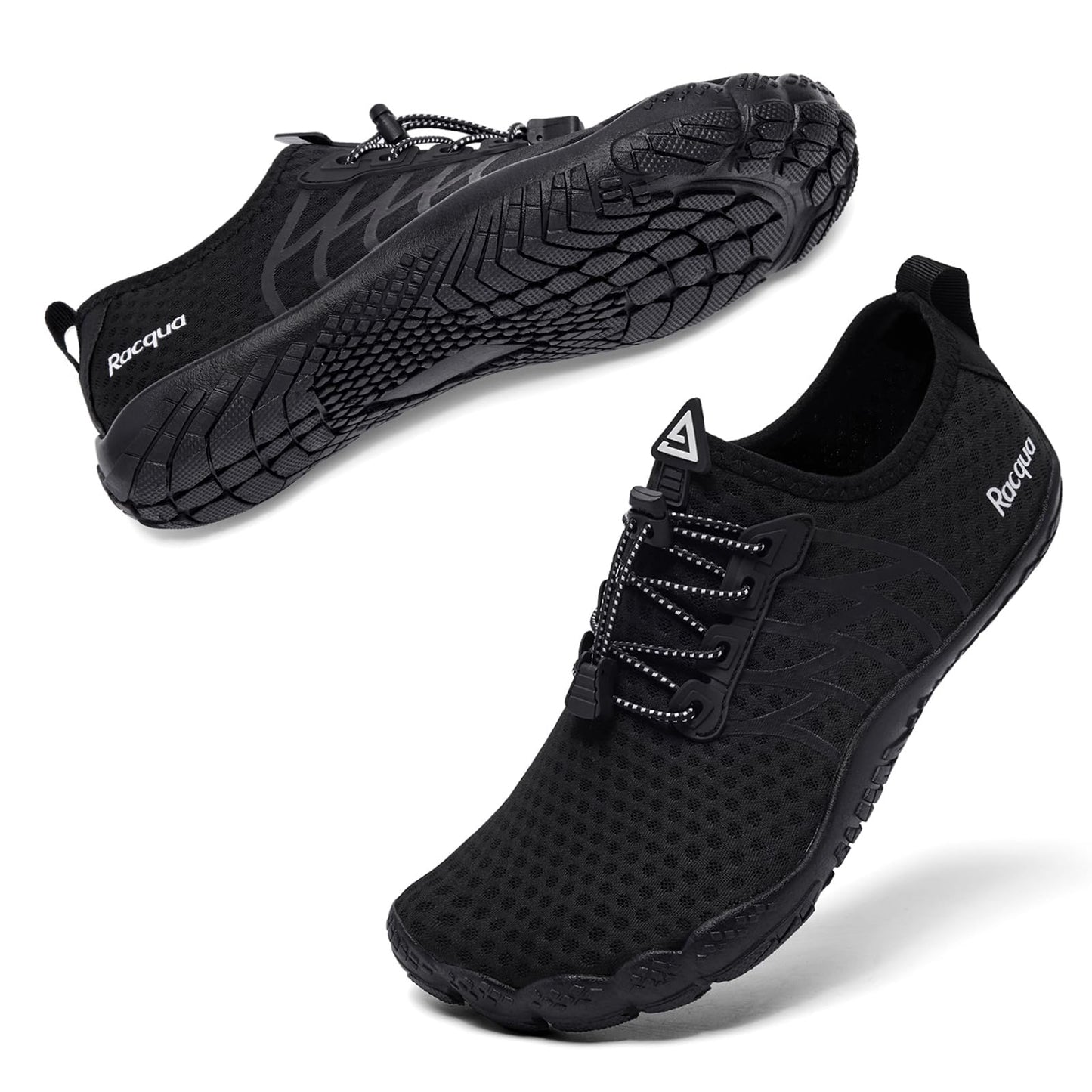 Racqua Water Shoes Lightweight Quick-Dry Swim Shoes Breathable Beach Shoes Barefoot Aqua Outdoor for Men Women Black 11 Women/10 Men
