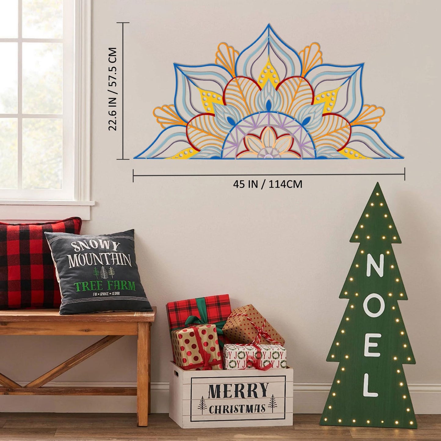 Resama Large Metal Mandala Wall Decor, Unique Lotus Flower Wall Art, Suitable for Office and Home Indoor and Outdoor Decoration