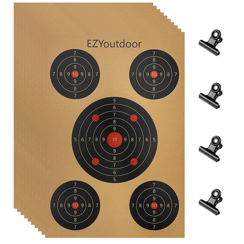 45 Pack Paper Targets - 17 x 25 Inch Multiple Aiming Zones - 4 Clips Included - Perfect for Indoor and Outdoor Range, Airsoft, Pellet Gun, Rifle, Pistol Practice