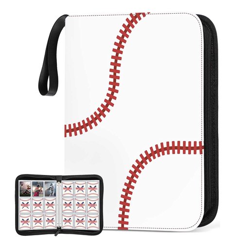 Trading Card Binder Album, PU Leather Baseball Card Binder with 900 Side Loading Pockets, Double Sided Pocket Zipper Card Binder for MTC, TCG, Game Cards, Sports Cards (Baseball)