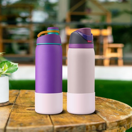 Alwenid 2PCS Silicone Water Bottle Boot for Owala 32 Oz, Anti-Slip Protective Sleeve Bottom Bumper Protector for FreeSip, Twist, and Flip Stainless Steel Water Bottles (Pink)