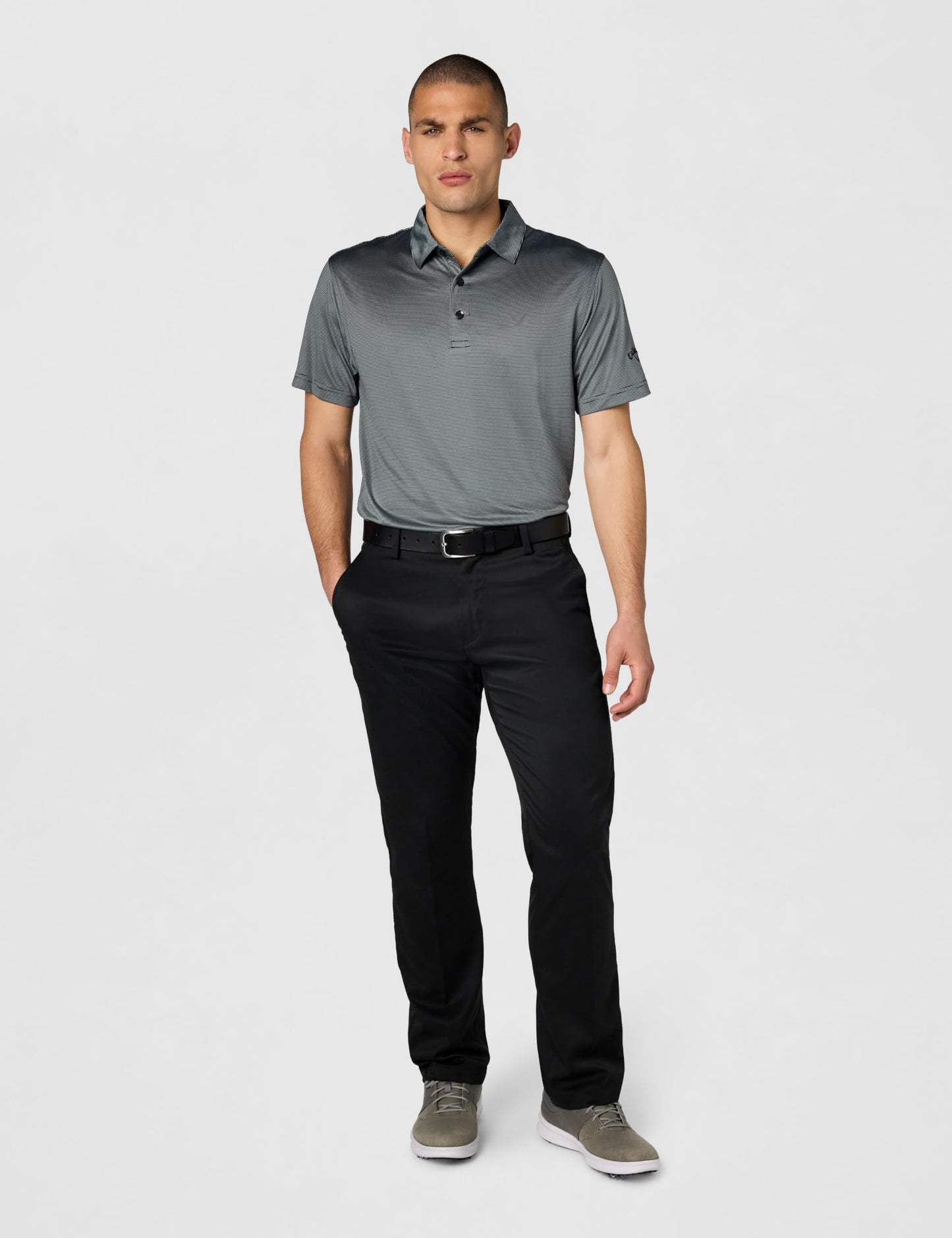 Callaway Men's Fine Line Stripe Short Sleeve Moisture-Wicking Stretch Golf Polo Shirt (Available in Big & Tall)