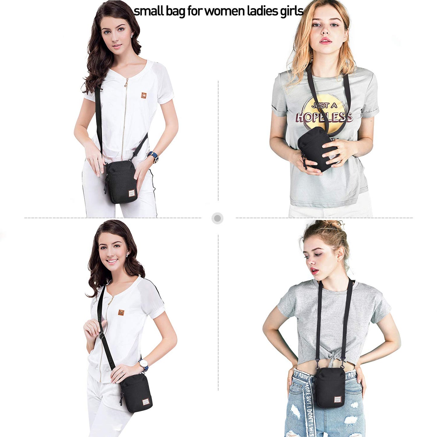 Mini Crossbody Bag Small Shoulder Bag For Men Travel Wallet Passport Holder Phone Purse Unisex, Mini Messenger Satchel Bag For Women Fanny Pack Neck Pouch Bags With Headphone Jack - Black