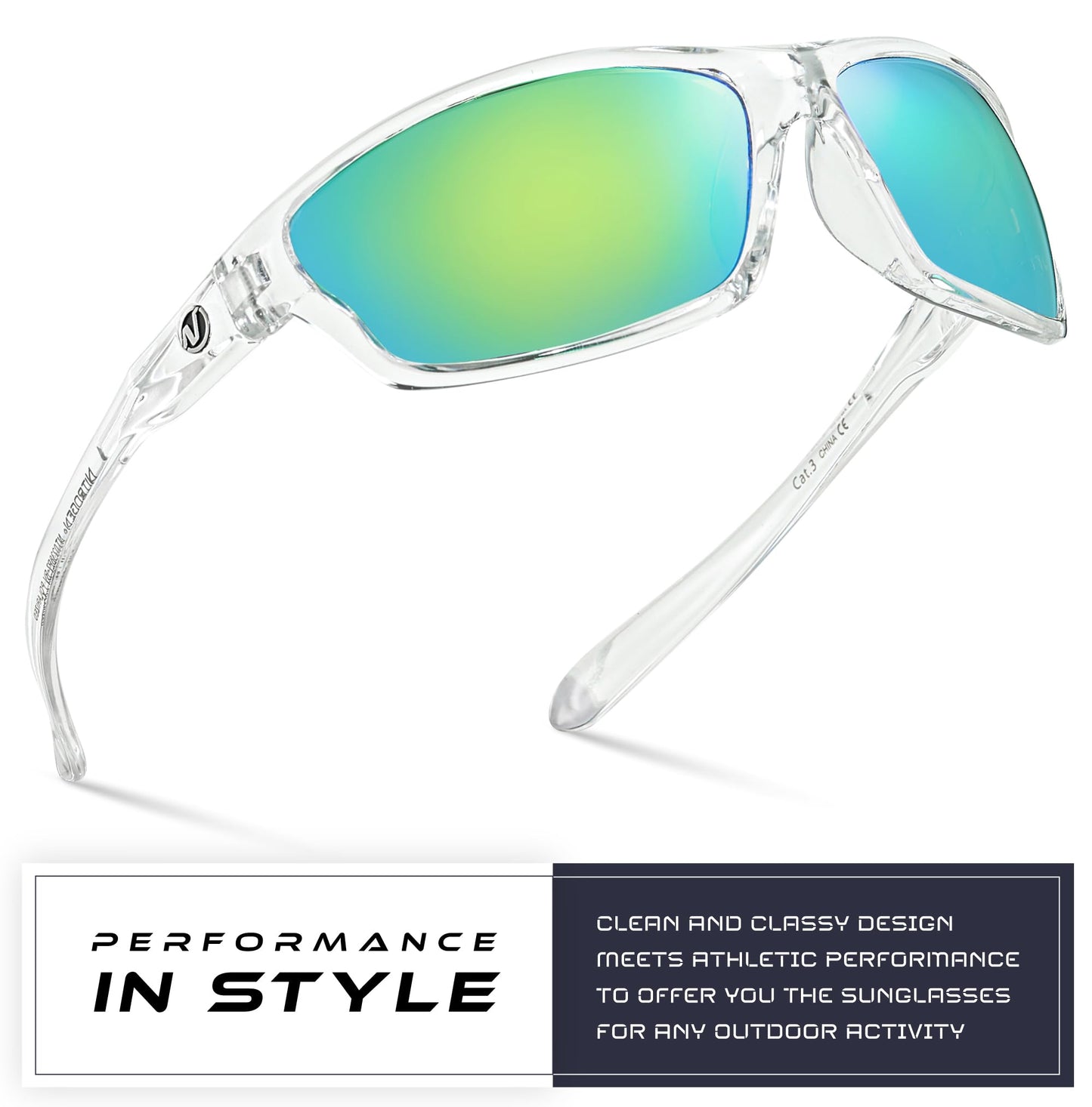 Nitrogen Polarized Wrap Around Sport Sunglasses for Men Women UV400 Driving Fishing Running Sun Glasses