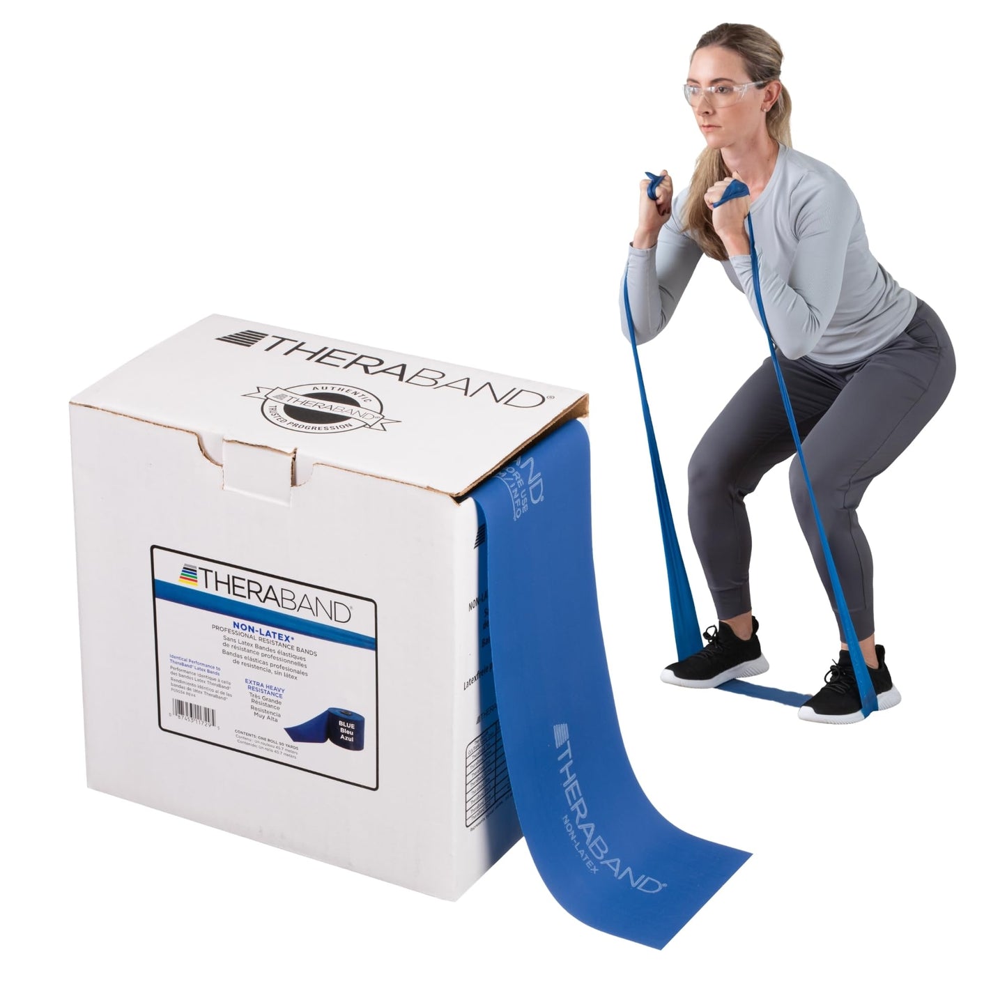 THERABAND Resistance Band, Blue, Extra Heavy, 50-Yard Roll, Latex-Free, Elastic Band for Exercise, Physical Therapy, Yoga, Pilates, Stretching, Home Workouts, Cut-to-Length, Color-Coded Levels