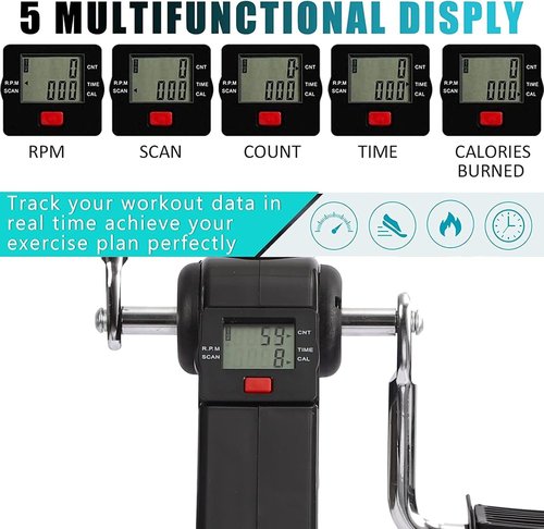 Houjud Pedal Exerciser Stationary Under Desk Mini Exercise Bike- Hand, Arm & Leg Exercise Peddling Machine - Low Impact, Adjustable Fitness Rehab Equipment for Seniors (Silver)