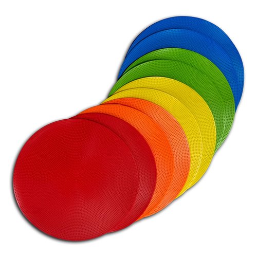 Vhxorrz Poly Spot Markers 9 inch 10 Pcs Non-Slip Floor Dots Flat Field Cones Rubber Circles for Gym for Football Soccer Basketball Speed Training Markers Dance Kids Class Room Sports Drills TPE