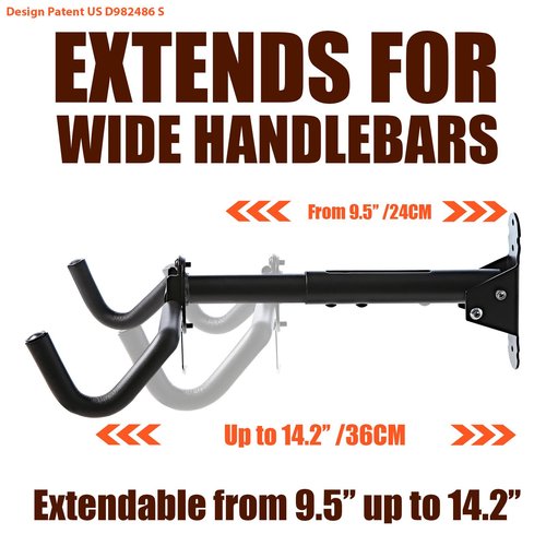 Gootus Bike Wall Mount Hanger - Horizontal Bicycle Indoor Storage Rack | Cycling Wall Mounted Holder Hook - Hang Your Road, Mountain or Hybrid Bikes in Garage or Home