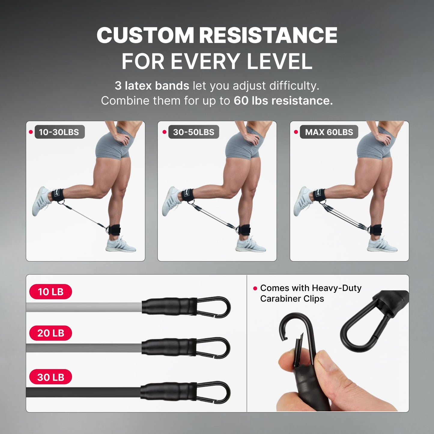 DMoose Fitness Ankle Strap with Tube Resistance Band for Cable Machines - Padded Ankle Cuff & Durable Tube Band for Glute Kickbacks, Leg Workouts, Hip Abduction, Resistance Training